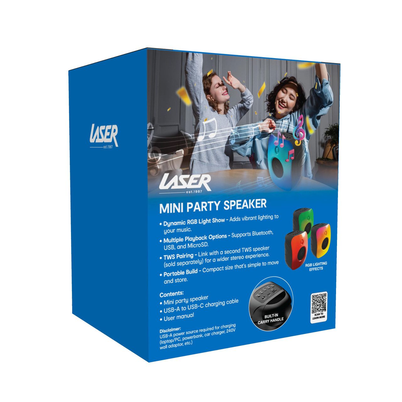 Laser RGB Mini Party Speaker Black