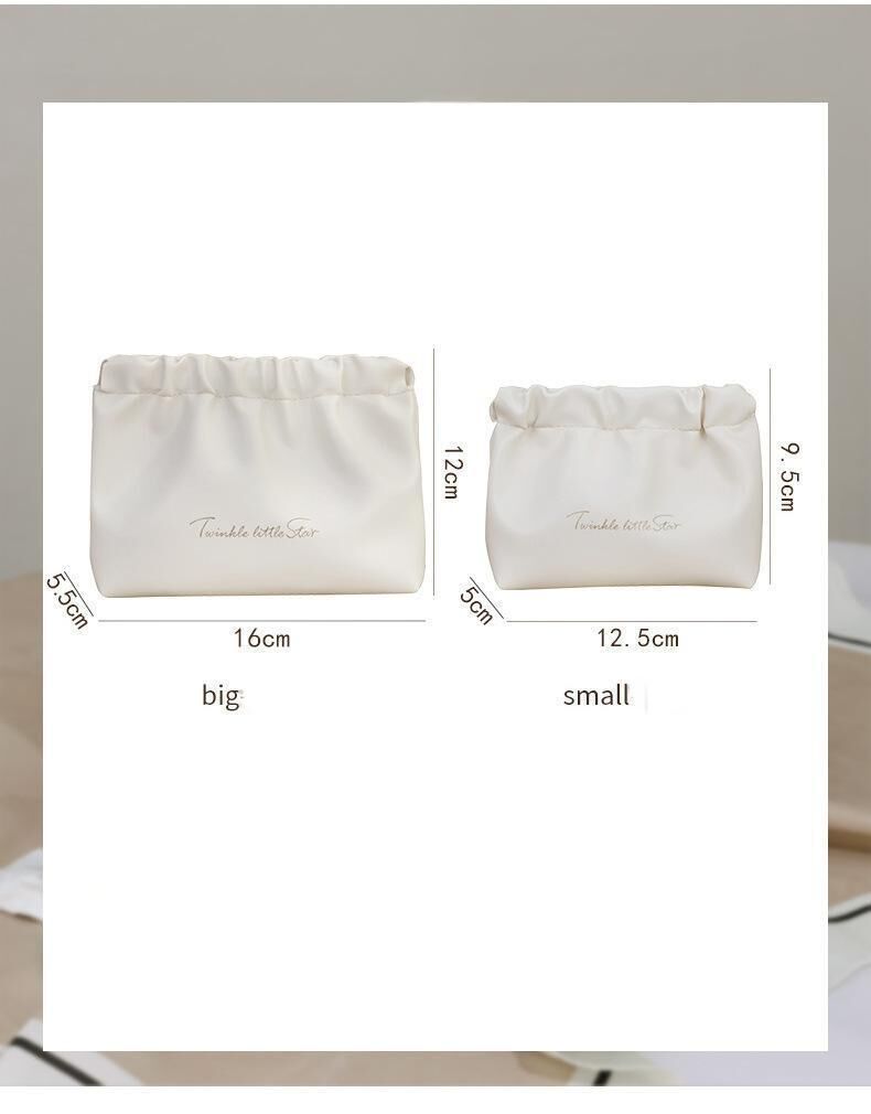 Leather Cosmetic Bag Set, Big & Small "Twinkle Little Star" Makeup Organizer for Travel & Daily Use(pink)
