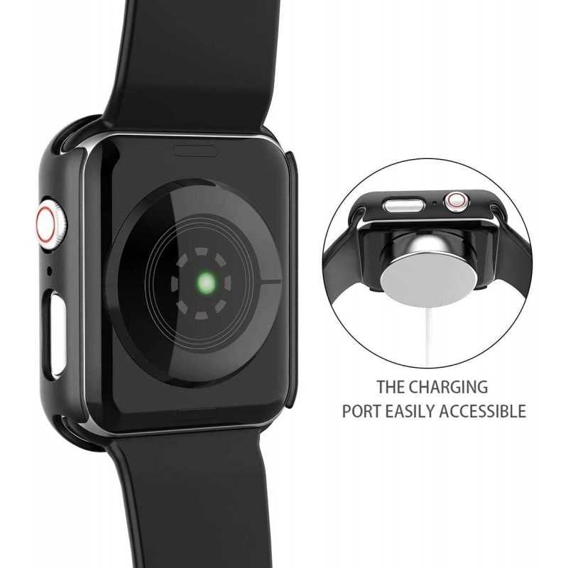 Compatible with Apple Watch 40mm Shockproof Case and 9H Tempered Glass 2-Pack Rose Gold