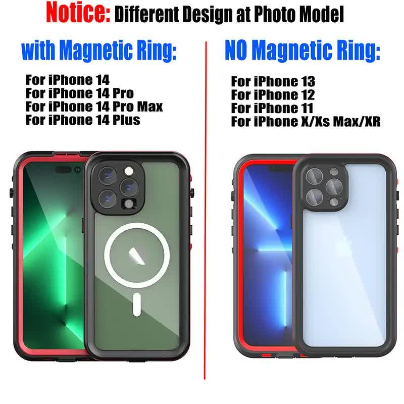 IP68 Waterproof Case for iPhone 15 14 13 12 11 Pro Max XS Max XR 7 8 RedPepper Transparent Protection Diving Underwater Swimming Outdoor Sports Black Black i-Phone 15 Pro