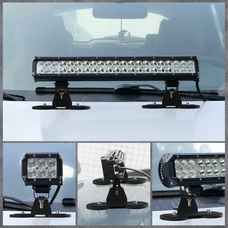 Magnetic Base LED Strip Mounting Bracket, Strong Suction Cup Holder For Straight Curved Side LED Strip Mounting, 2