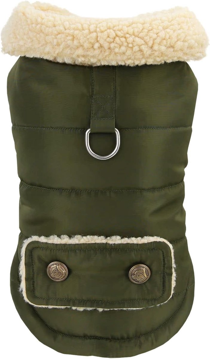 Dog Coat - Extreme Cold Weather Coat - Winter Dog Coat - Warm Dog Coat - Windproof Dog Coat - Velvet Dog Coat - Thick Winter Clothing - Fur Collar - Perfect for Dogs - Size XXL - Green
