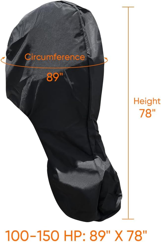 600D Oxford Cloth Outboard Motor Cover, Waterproof UV Resistant Boat Engine Protective Cover for Yacht Fishing Boat(60-100HP)