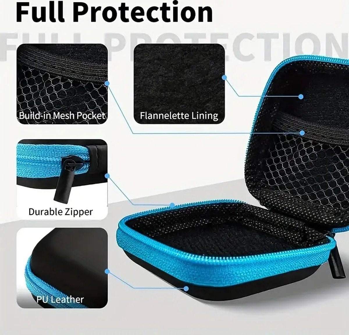 Earbud Storage Case for Earphnes | Case for In-ear Headphones | Earbud Case | Headphone Organizer | Charging Cable Storage Case | Black/Orange