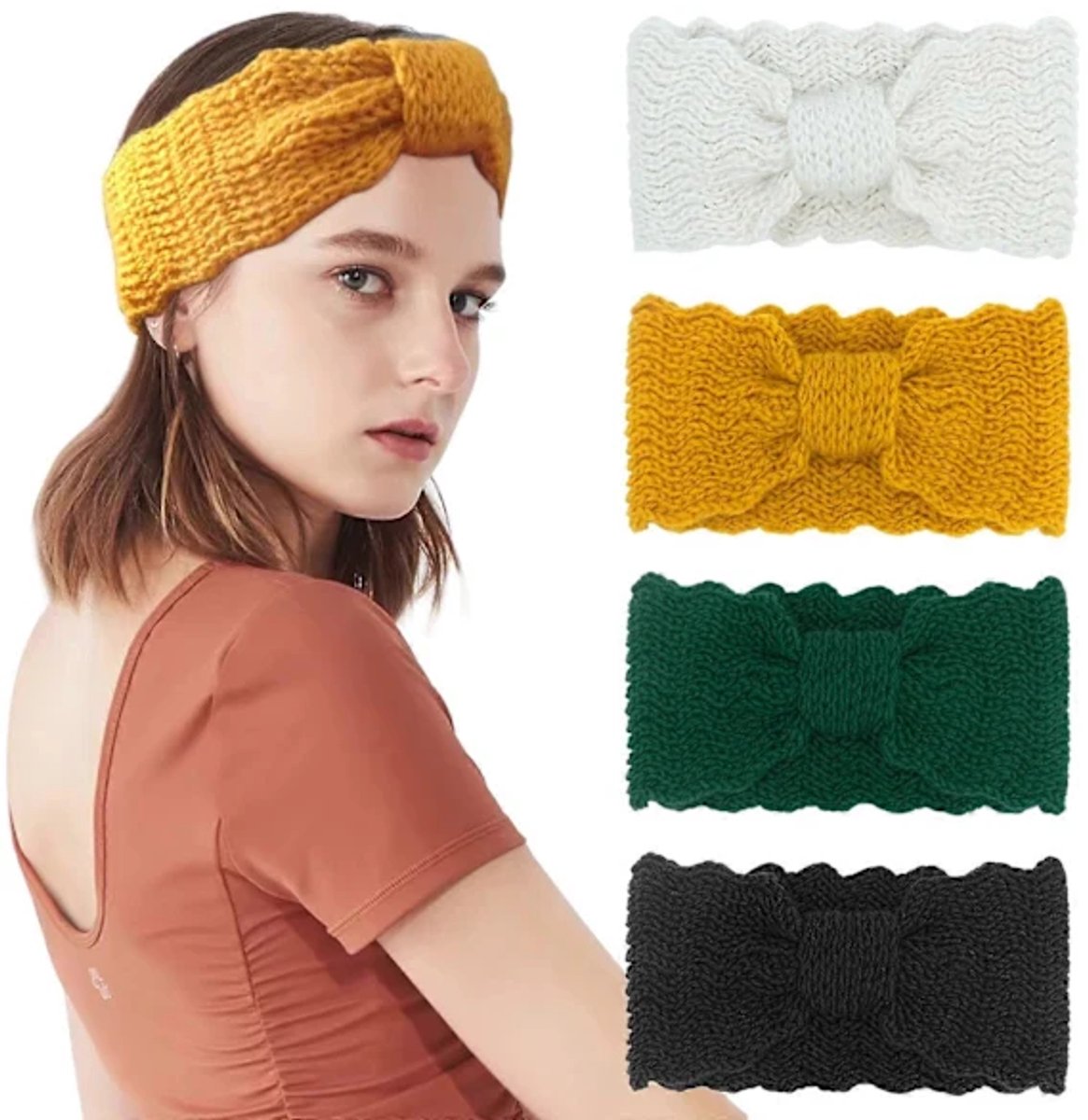 Women's Headbands 4-piece – Knitted, soft, for skiing/hiking