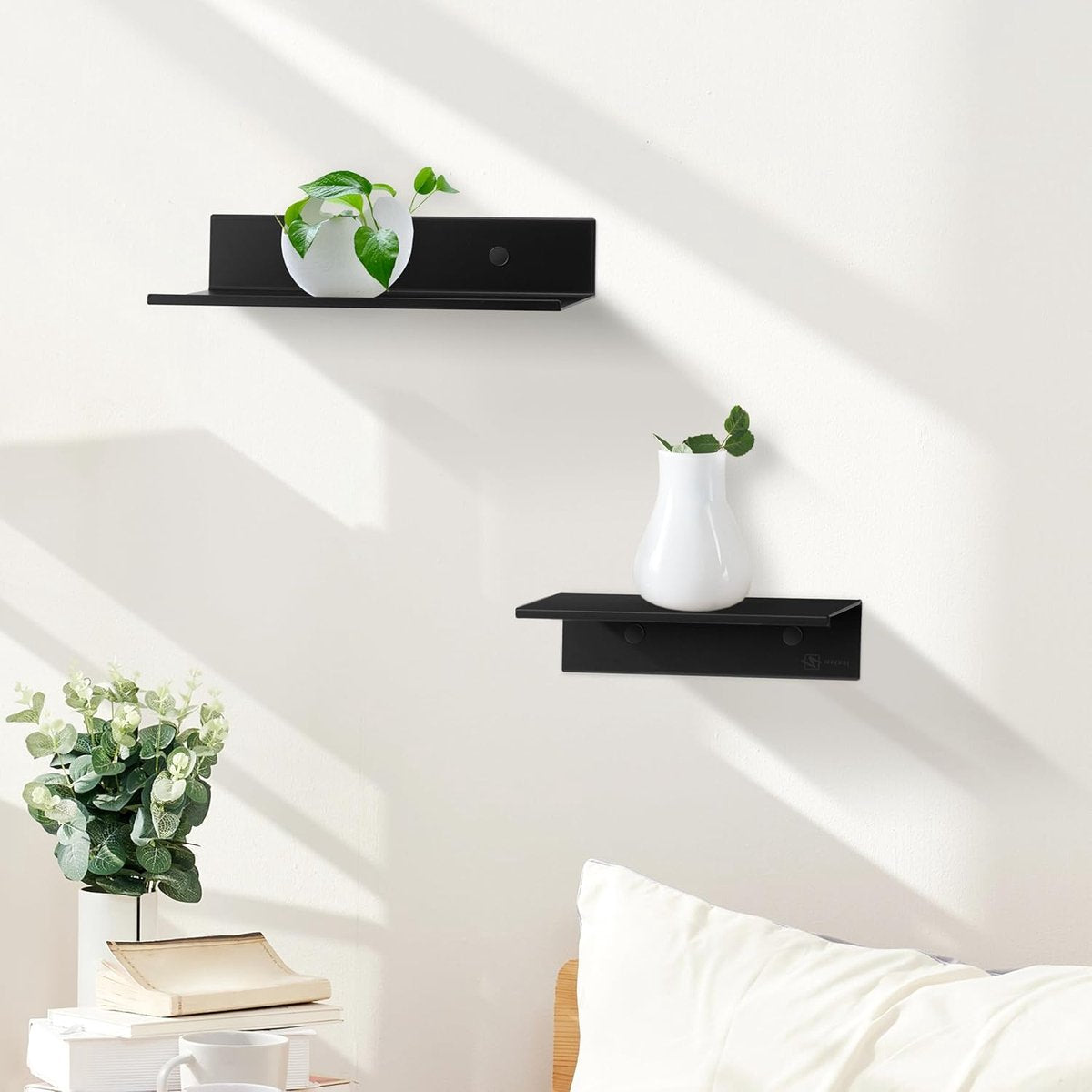 30*12*4 cm - Wall-mounted rack - Bathroom Shelves - Metal shelves - waterproof - small floating metal shelves - wall shelf - for bathroom, living room, bedroom, kitchen - with screws - black