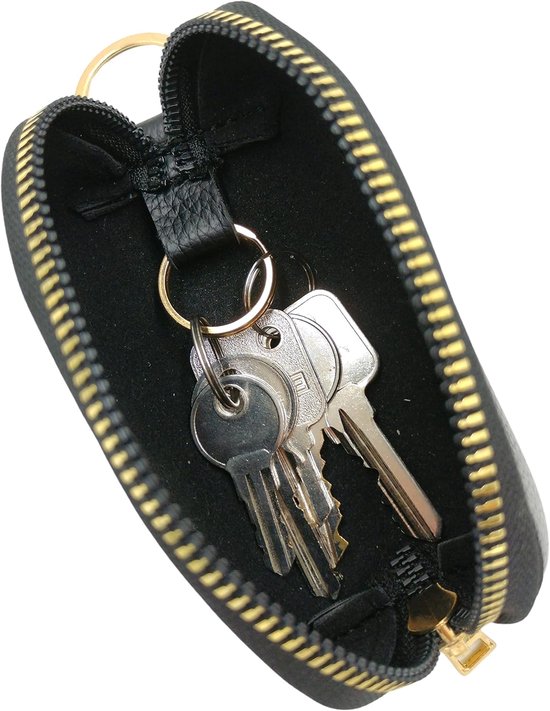Mini Keychain Pouch/Coin Holder - Key Holder, Coin Organizer, Wallet for Women and Men, Keychain Protector (Black)