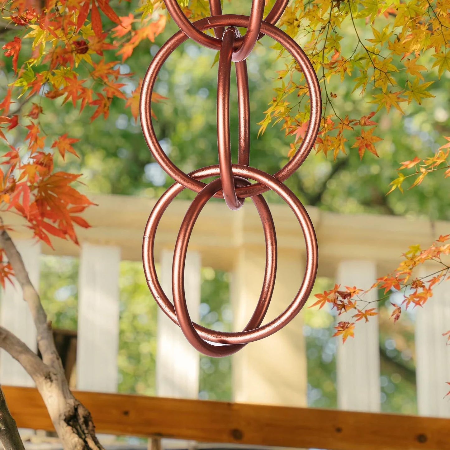 Rain Chains Pure Copper Ring Rain Chain, 125cm Decorative Rain Catcher Chain for Gutters, Rain Chains for Outside, Rain Gutter Replacement Downspout