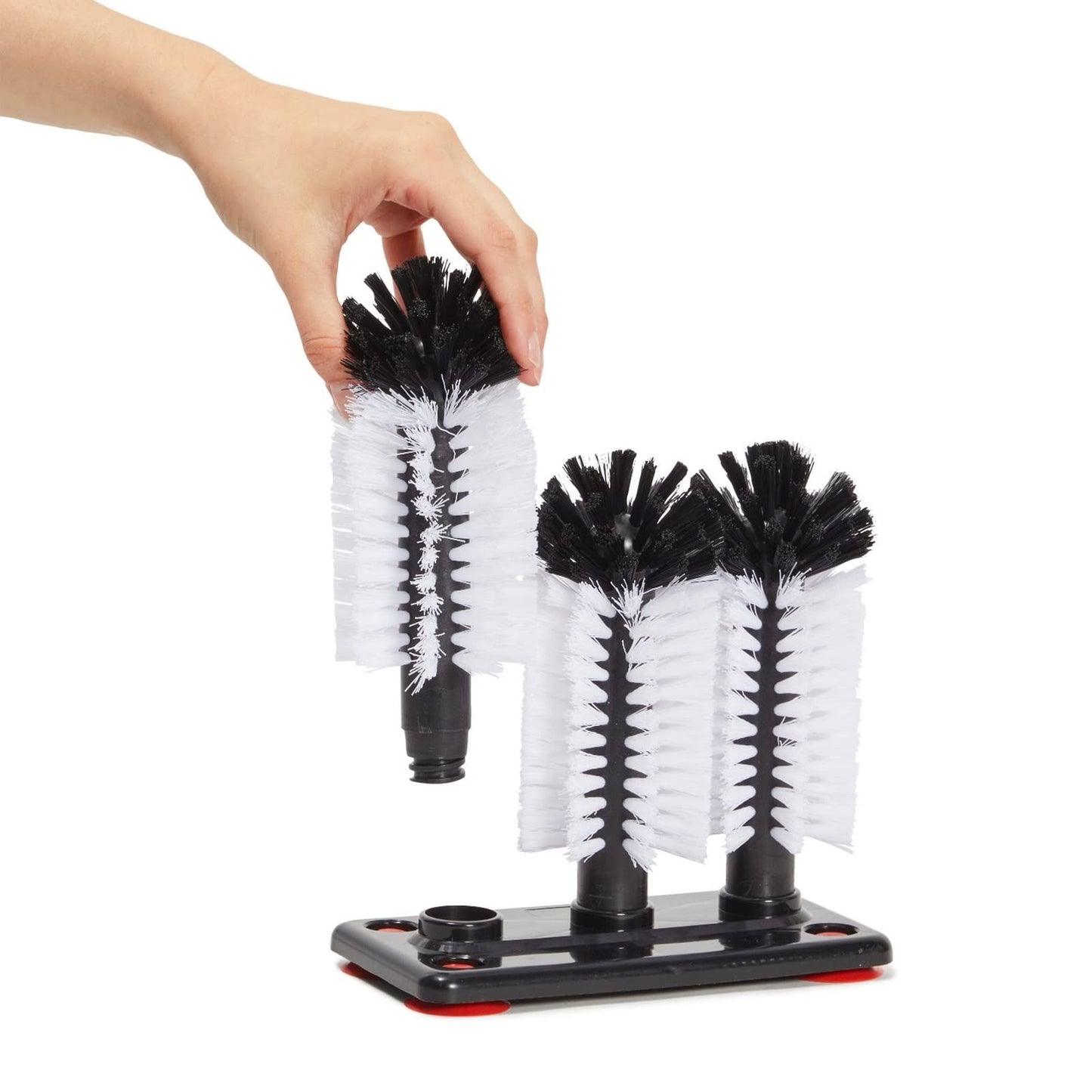 Glass Washer Brush Cleaner - 3 Brushes per Base Bristle Brush for Beer Cup, Long Leg Cup, Red Wine Glass & More Bar Kitchen Sink Home Tools