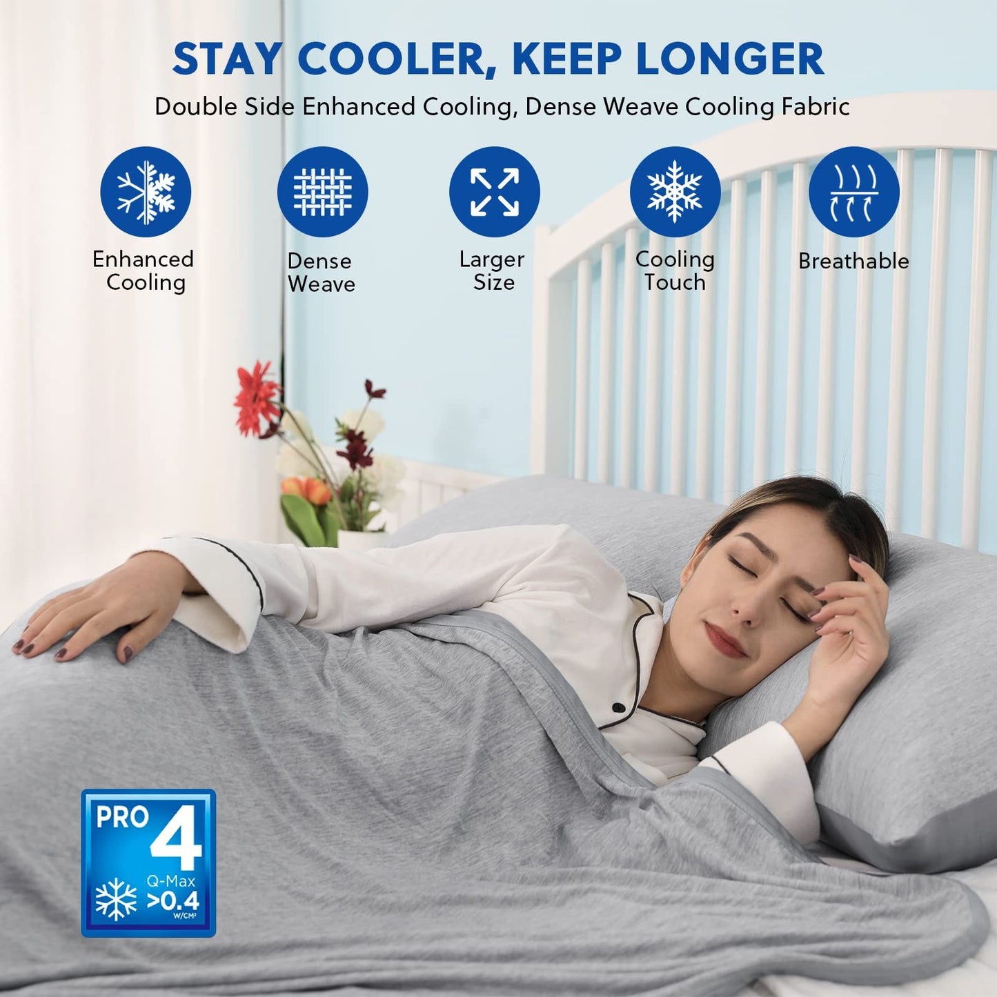 Cooling Blankets for Hot Sleepers - Summer Blanket Thin Lightweight Breathable Soft Double Side Enhanced Cooling for Bed Couch Sofa, Keep Cool for Night Sweats (Grey, 60 x 80 inches)