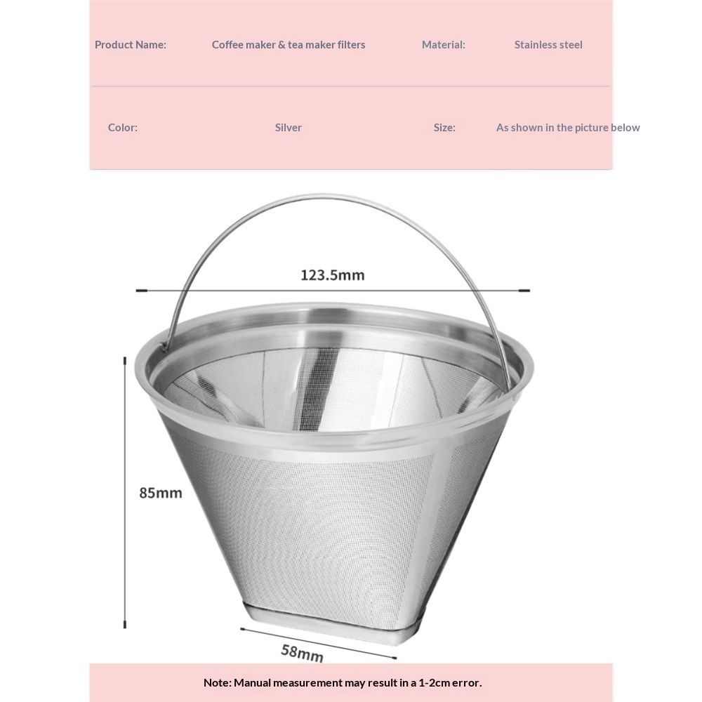 Reusable Cone Coffee Filters 304 Stainless Steel Coffee Filter,Filter Coffee Maker, 2Pcs Permanent Cone Filter