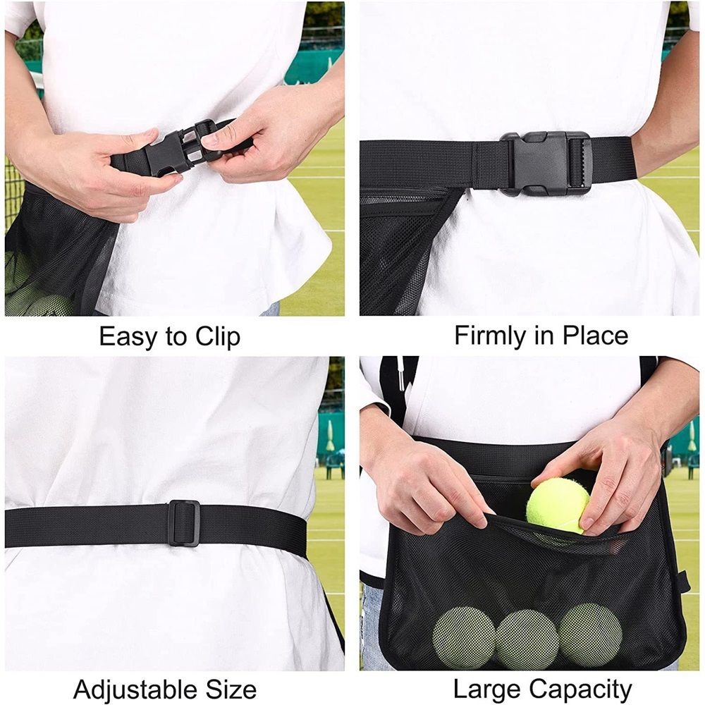 2 pack Tennis Ball Holder, Holder Bag for Women, Men & Teens, Ball Pouch, Mesh Waist Hip Bag Carrier, Easy Holding 6-8 Pickle Balls or Tennis, Versatile Accessories & Gifts