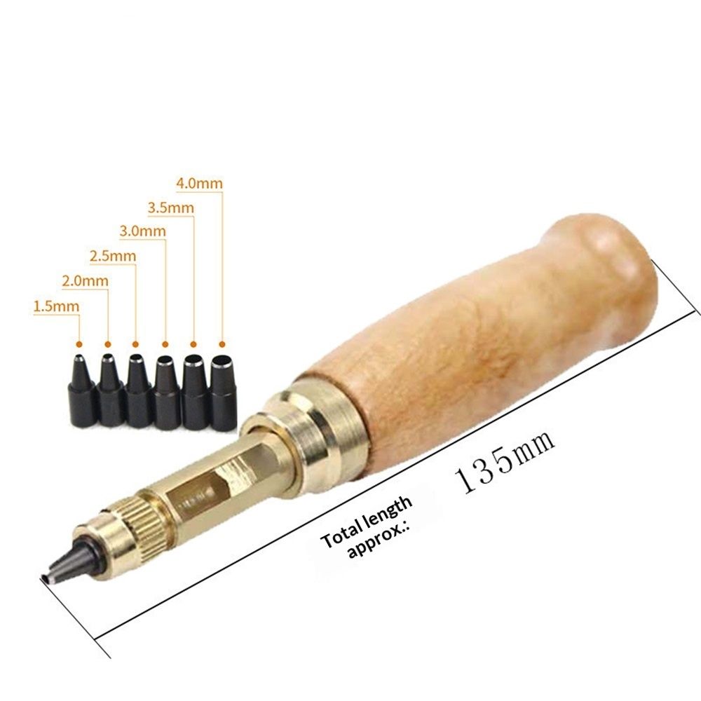 2pcs Adjustable Screw Hole Punch Auto Leather Tool Bookbinding Drill Tool,Paper Punch,Craft Punches, 6 Tips Sizes 1.5mm 2mm 2.5mm 3mm 3.5m 4mm