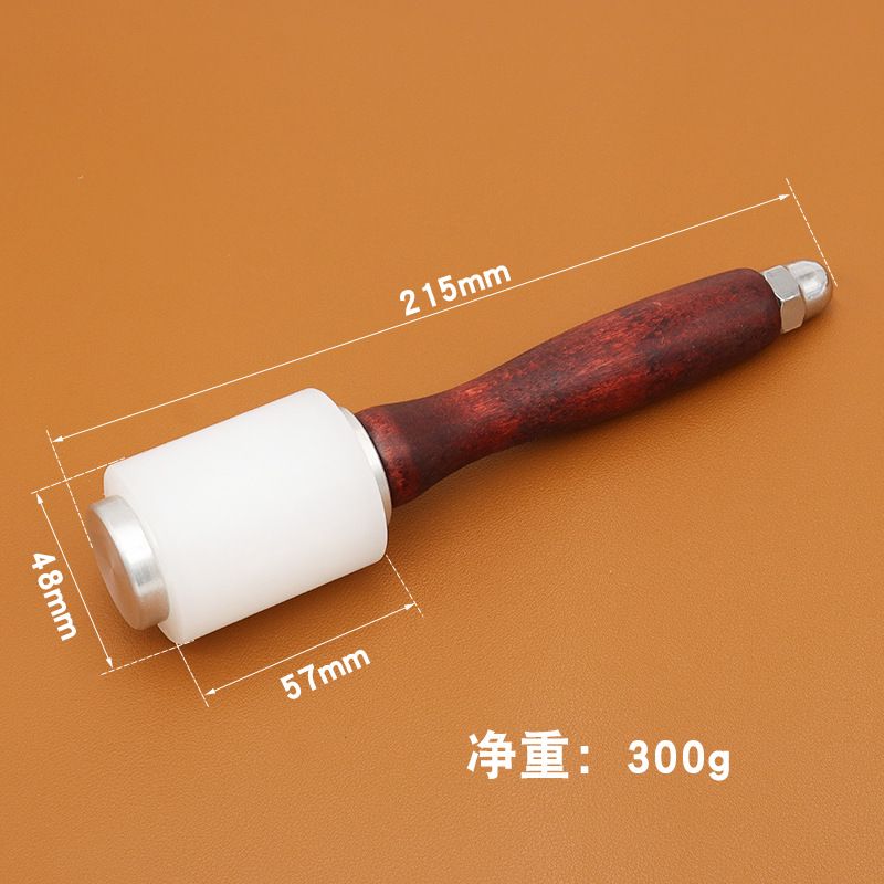 Wooden Handle Nylon Hammer, Leathercraft Carving Nylon Hammer For Stamping Sew Leather Cowhide Tool Kit(Straight leather carving hammer)