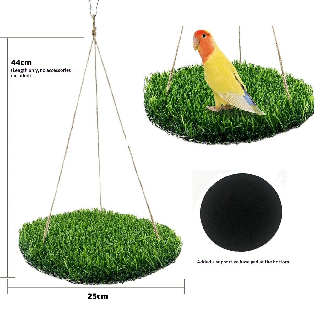 Large Bird Foraging Mat Toys, Natural Bird Grass Hammock Swing Toy with Hooks, Climbing Perch Hanging Toy for Parakeets, Parrot, Cockatiels, Bearded Dragon, Snake(rotundity)