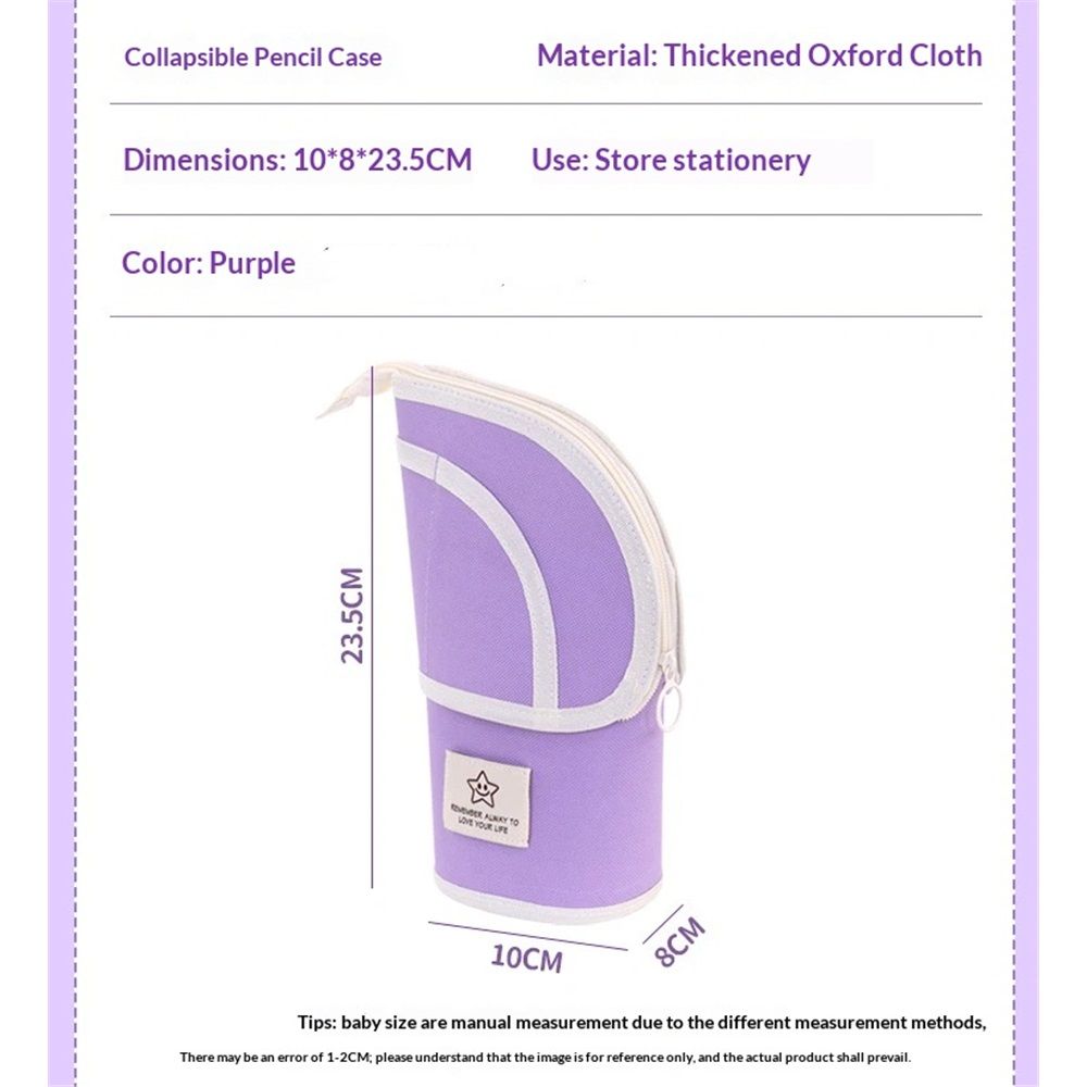 2 in 1 Standing Pencil Case Telescopic Pen Holder Stationery Pouch Organizer Box Large Storage Bag for Office Women (Purple,There is only one stationery bag)