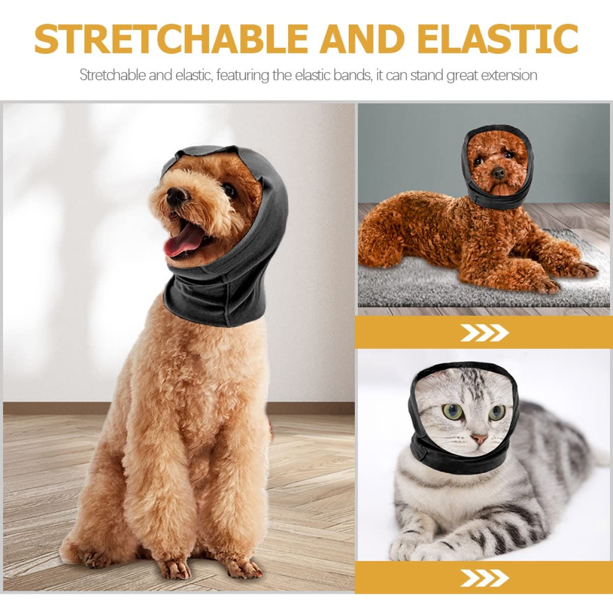 2 pack Quiet Ears for Dogs, Cat Dog Hoodies Hat for Noise Block Ear Protection and Recovery, The Grooming and Force Drying Miracle Tool for Anxiety Relief & Calming Dogs (L, Black)