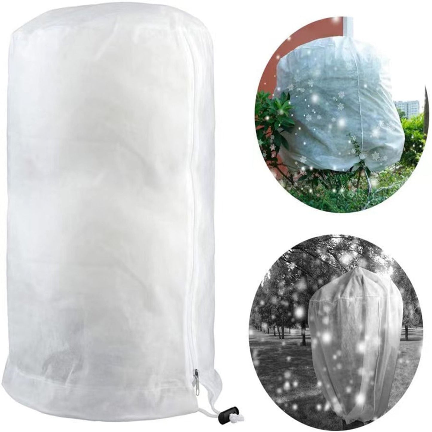 2 Pack Rounded Top Plant Covers Freeze Protection for Winter, 60*80cmTree Frost Protection Blankets Outdoor With Zipper/Drawstring, for Shrub Bush Fruit Tree Potte(White)