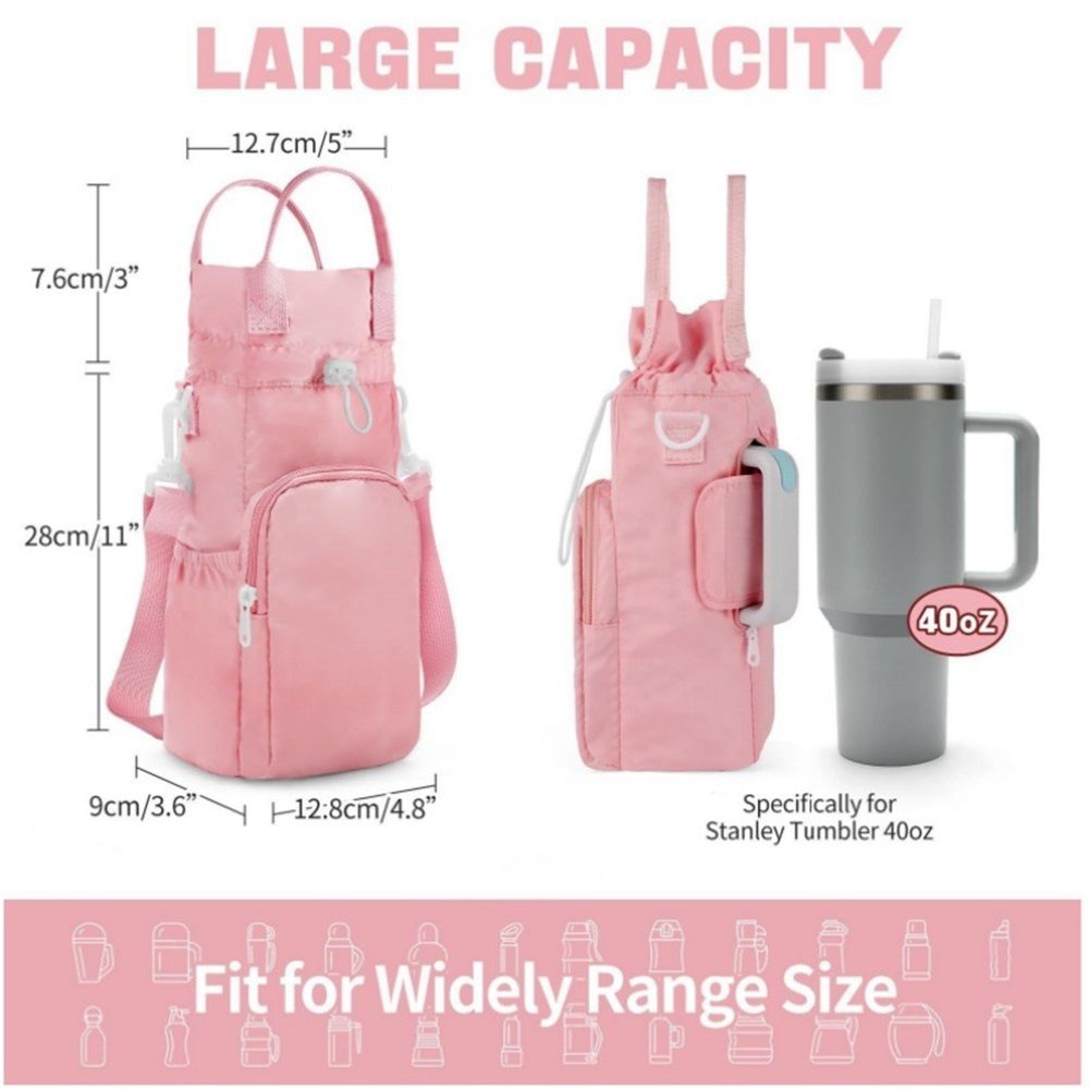 Water Bottle Holder with Strap, Water Bottle Carrier Bag for 40 oz with Handle, Insulated Water Bottle Sling Bag with Phone Pouch, Water Bottle Purse Accessories(oniy bag)