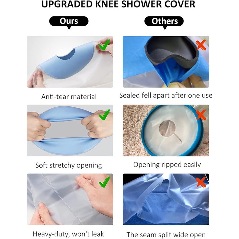 Knee Cast Cover for Shower Waterproof Knee Cover for Shower after Surgery Reusable Cast Bag After Surgery for Wound, Burns, Bandage(1 pcs)
