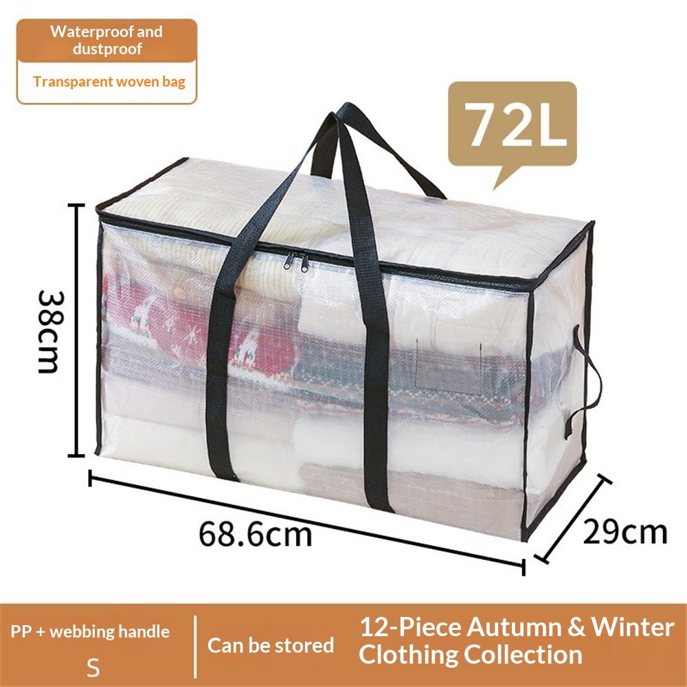 Moving Bags or Storage Bag – Backpack Straps, Zippers & Handles – Heavy-Duty Packing Bags for Moving, College Dorm(Transparent small size, 2 Pack)