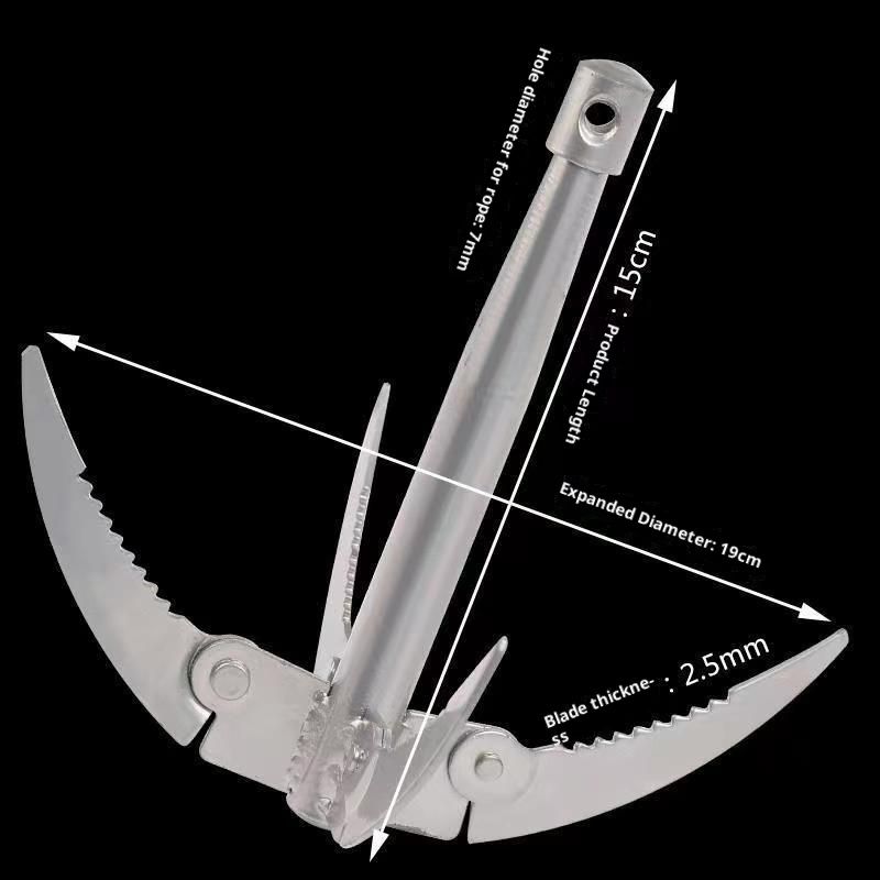 Ant Mag Grappling Hook Stainless Steel Claw Carabiner for Camping Hiking Tree Grabbing and Water Lifting Salvage(Bring a 20 meter rope (rope color random))