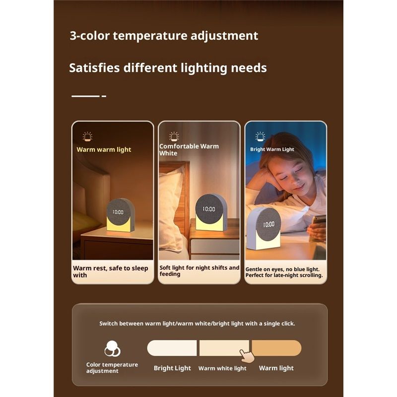 4 in 1 Sound Machine with Digital Clock & Night Light, White Noise Machine, 32-Level Volume, Memory & Timer, Rechargeable Battery, Portable for Baby(9*4.6*11cm)