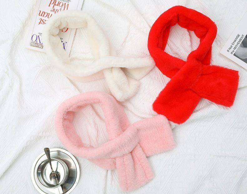 Winter Imitation Rabbit Fur USB Heated Scarf Red