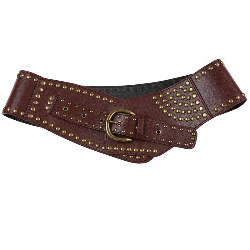 Women's Punk-Style PU Belt: Metal Stud and Buckle Decoration, Daily Streetwear Personality Accessory。(Black silver rivet)