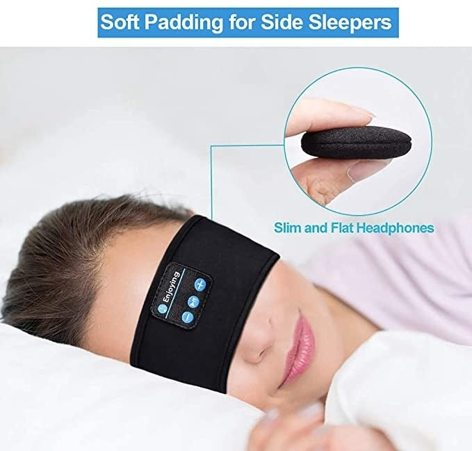 Wireless Stereo Headset with Headband for Running, Sleeping and Music - Black