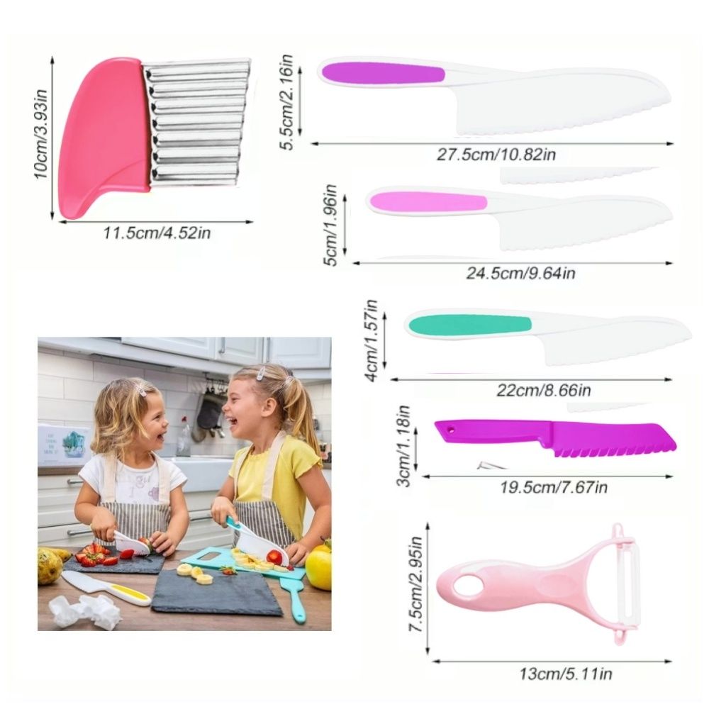 Child-Friendly Kitchen Set with Knife and Potato Peeler, Pink