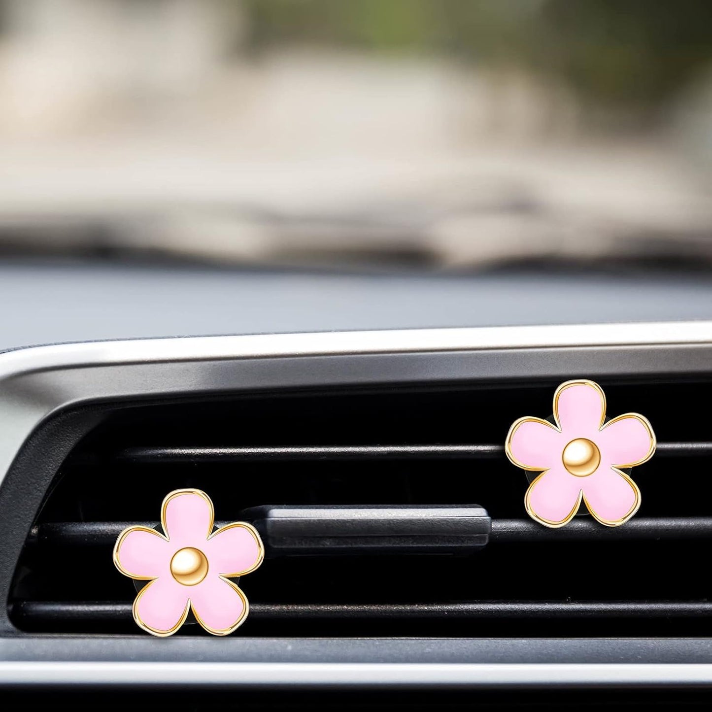 6 Pcs Daisy Flower Air Vent Clip Accessories Air Conditioning Outlet Clip Car Air Freshener Dashboard Accessories Charm Car Inter Decor(3 cm, 3.3 cm,Pink)
