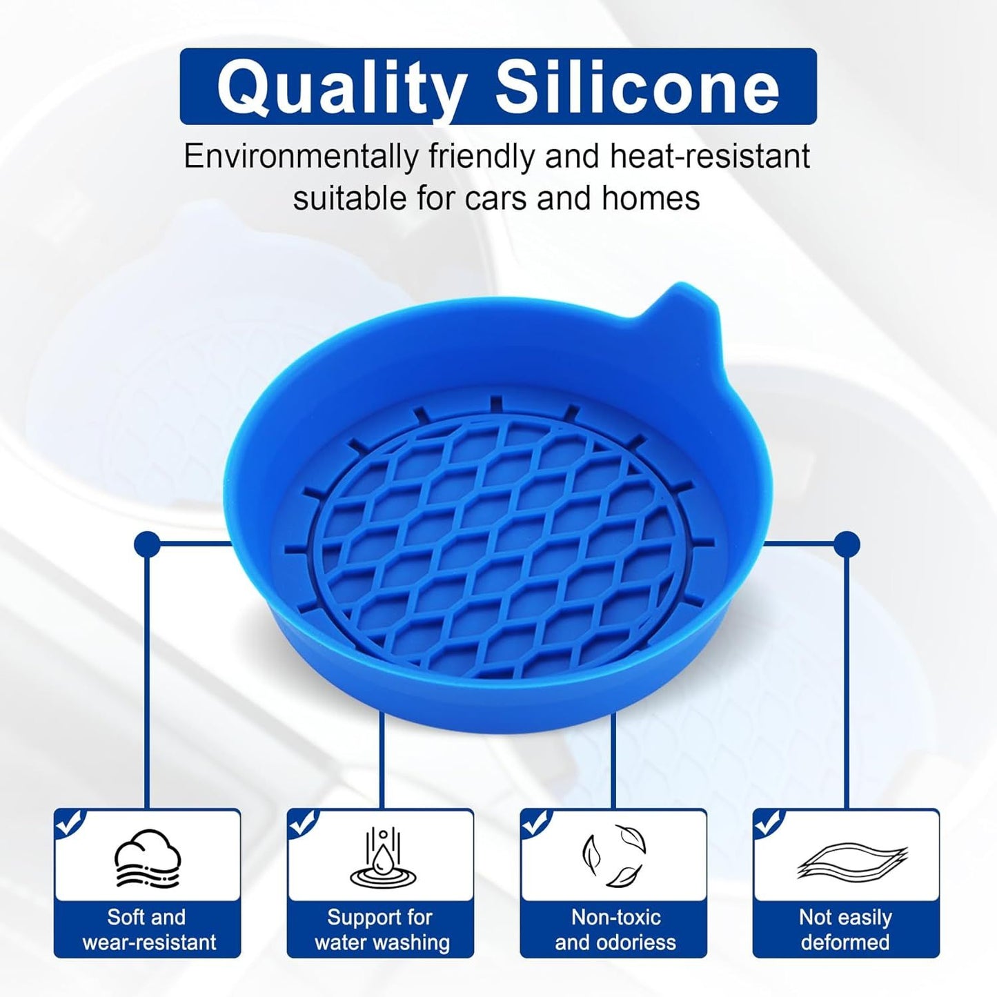 Car Cup Holder Coaster, Silicone Cup Holder Insert, Universal Non-Slip Cup Holders, Car Accessories Interior for Women and Man 4 Pack Blue