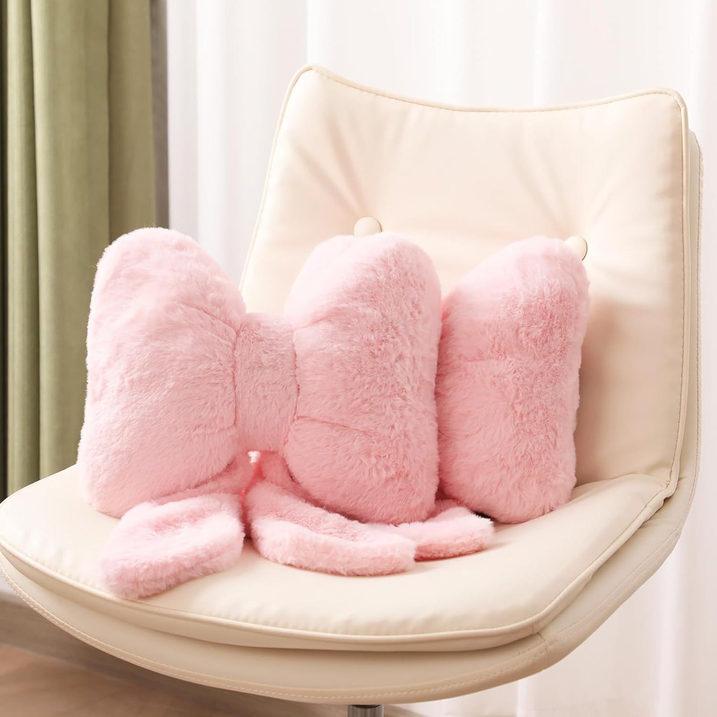 2 Pcs Car Neck Pillow Plush Butterfly Bow Car Headrest Pillow Comfortable Seat Neck Support Cute Head Rest Accessories for Driving Travel Driver Chair Girl Style Interior Decor(Pink)