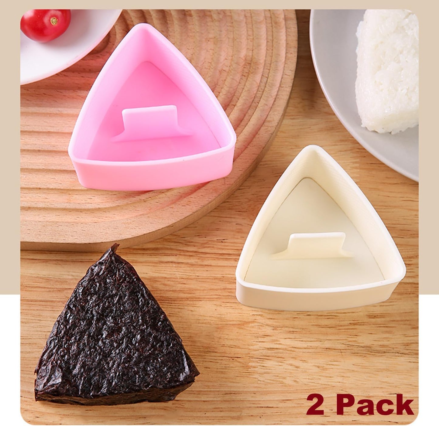 Onigiri Mold Triangle, 2 Pack Large Rice Ball Mold Shi Makers, Japanese Rice Cooker Kit for Lunch Bento