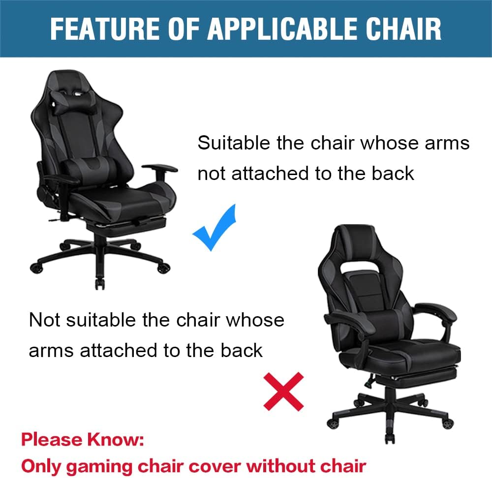 Gaming Chair Covers Slipcover Stretch Seat Chair Cover for Leather Computer Reclining Racing Ruffled Gamer Chair Protector Without Chair 2 piece,Brown
