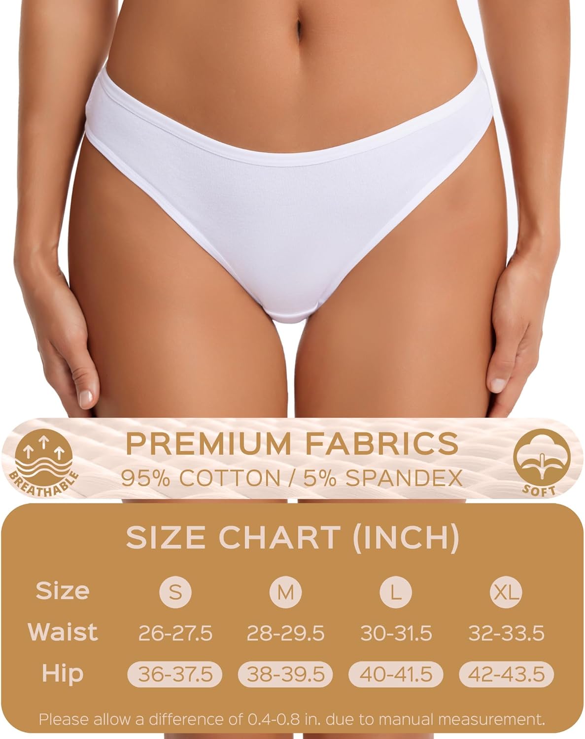 Women's Breathable Cotton Thong Panties Pack of 6
