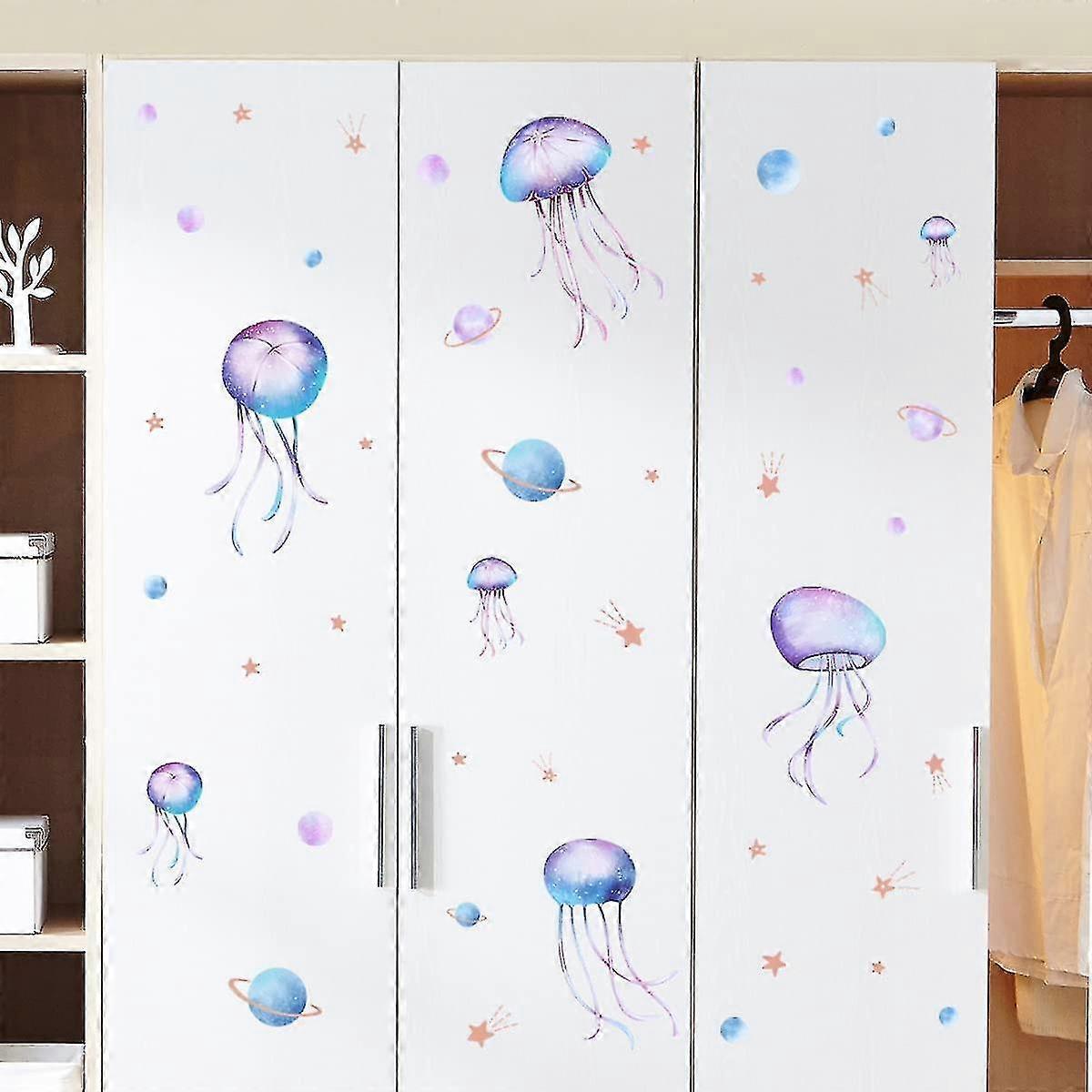 Yomaido Glow In The Dark Stickers, 4 Pcs Wall Stickers For babies Room, Luminous Jellyfish And Stars Stickers, Glow In The Dark Stars Ceiling