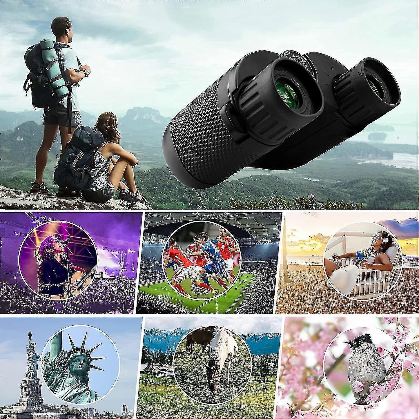 10x25 HD Binoculars with Vis Technology Compact Lightweight Outdoor Viewing