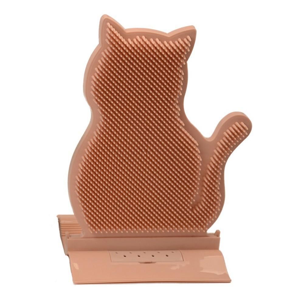 1pc Cat Self Groomer Brush Cat Face Massager Pet Rubbing Post - Coffee