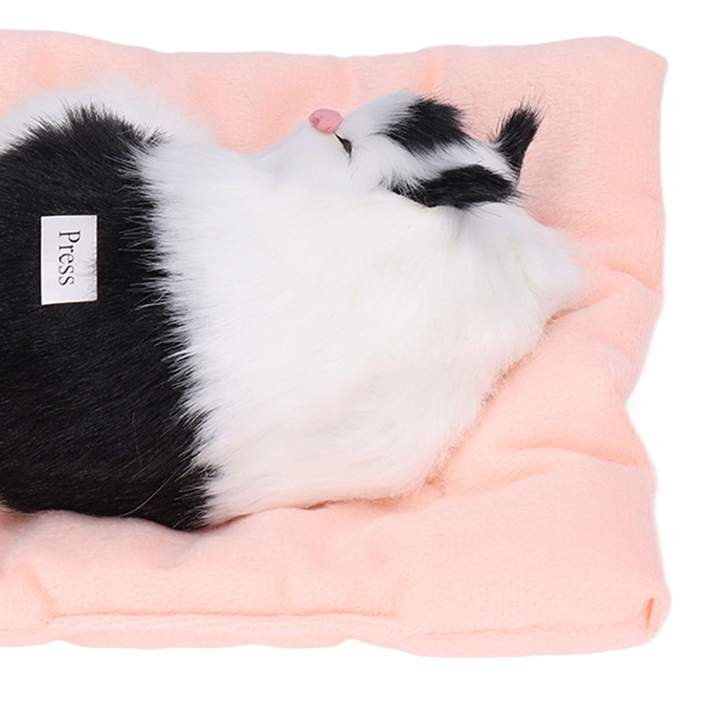 Fake Cats Sleeping Kitten Doll Toy Simulation Sleeping Cat On Pad Interactive Pet Toy with Sound Active CarbonBlack and White Cat Shape