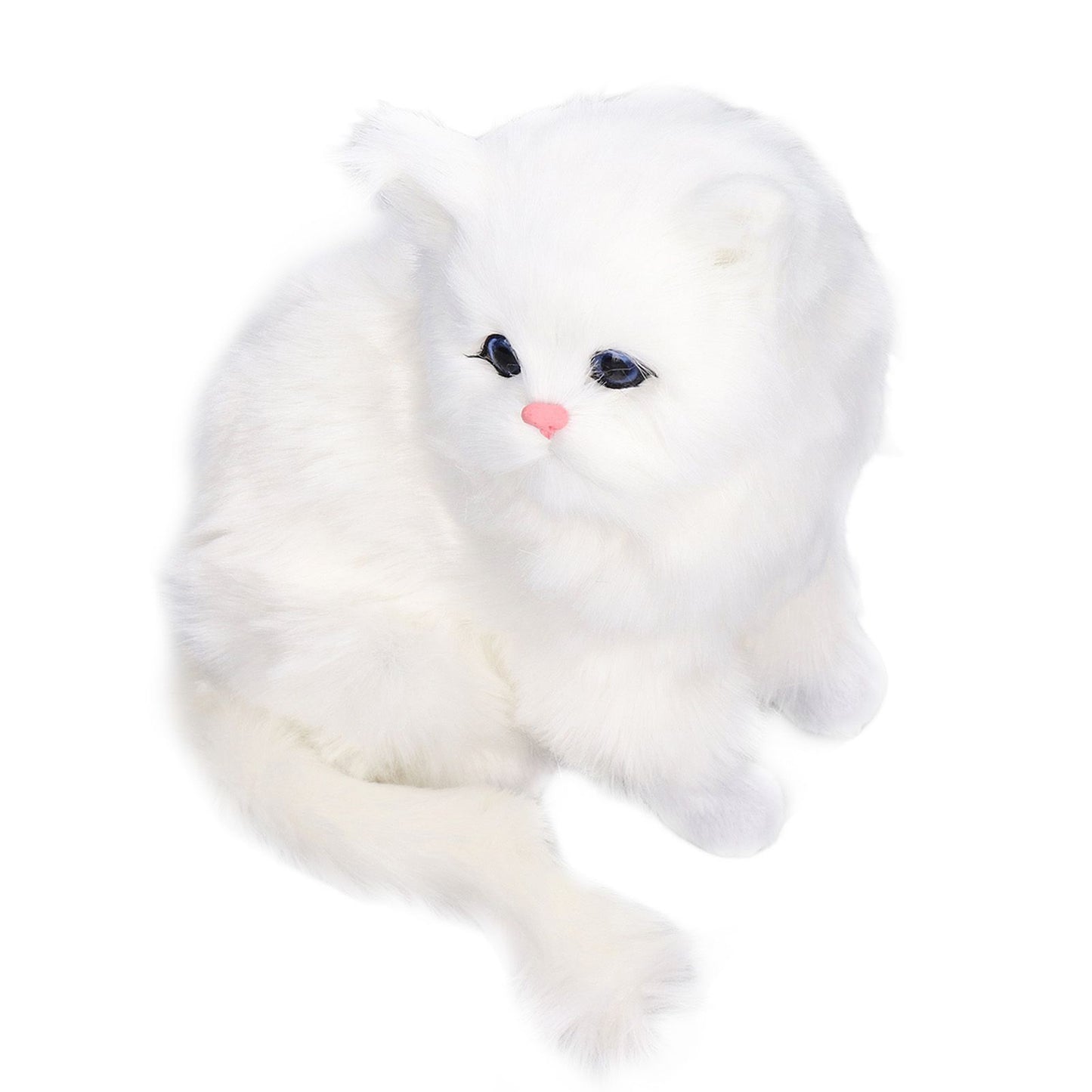 Simulation Cat White Cute Attractive Plush Fake Cat Toy with 84mAh Battery for Toy Gift Decorations