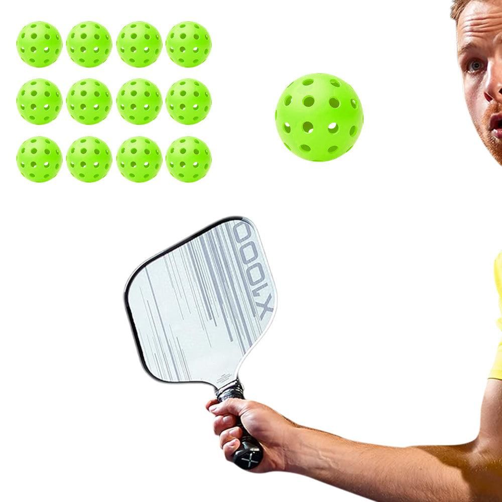 12Pcs Set 40-Hole Pickleball Balls High Bounce Outdoor Pickleball Set Yellow