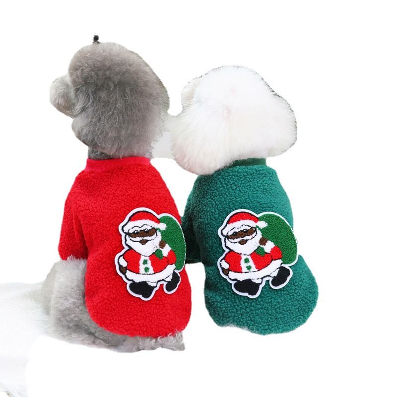 Dogbaby Dog Clothes Fleece Small Breed Christmas Tree 21 Christmas Fawn Legs Velvet-Red XL