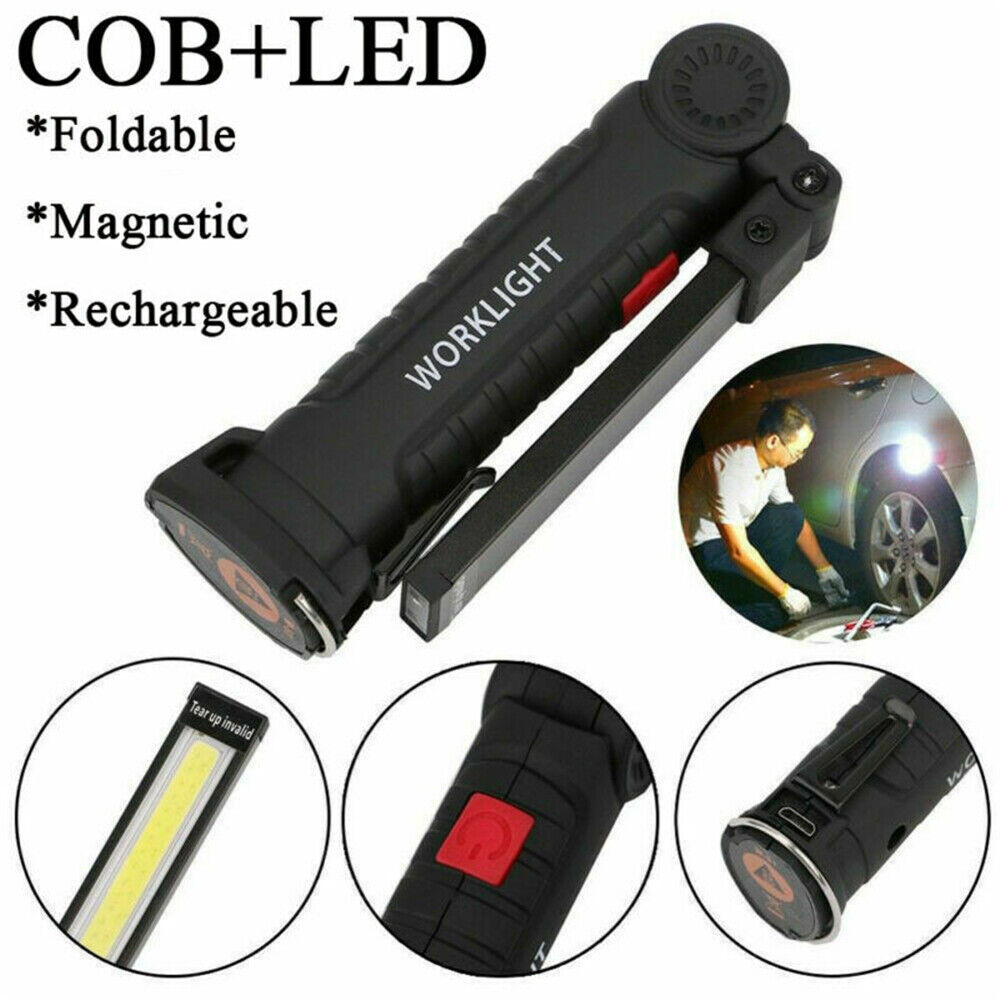 Portable COB LED Work Light Car Garage Mechanic USB Rechargeable Torch Lamp AU
