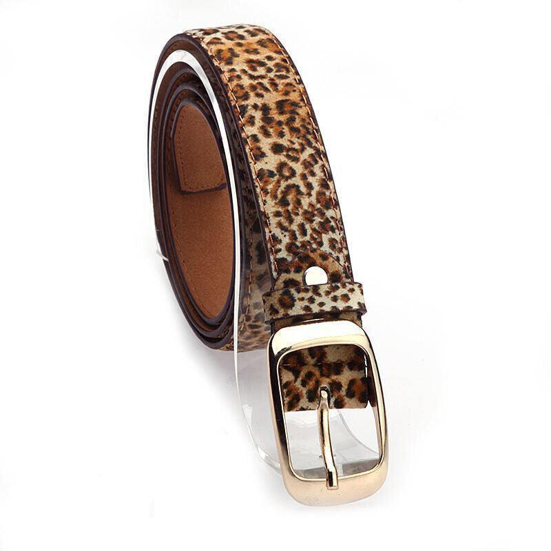 Ladies Leather Belt Classic Buckle Fashion Waist Strap for Jeans Dresses Casual - Black