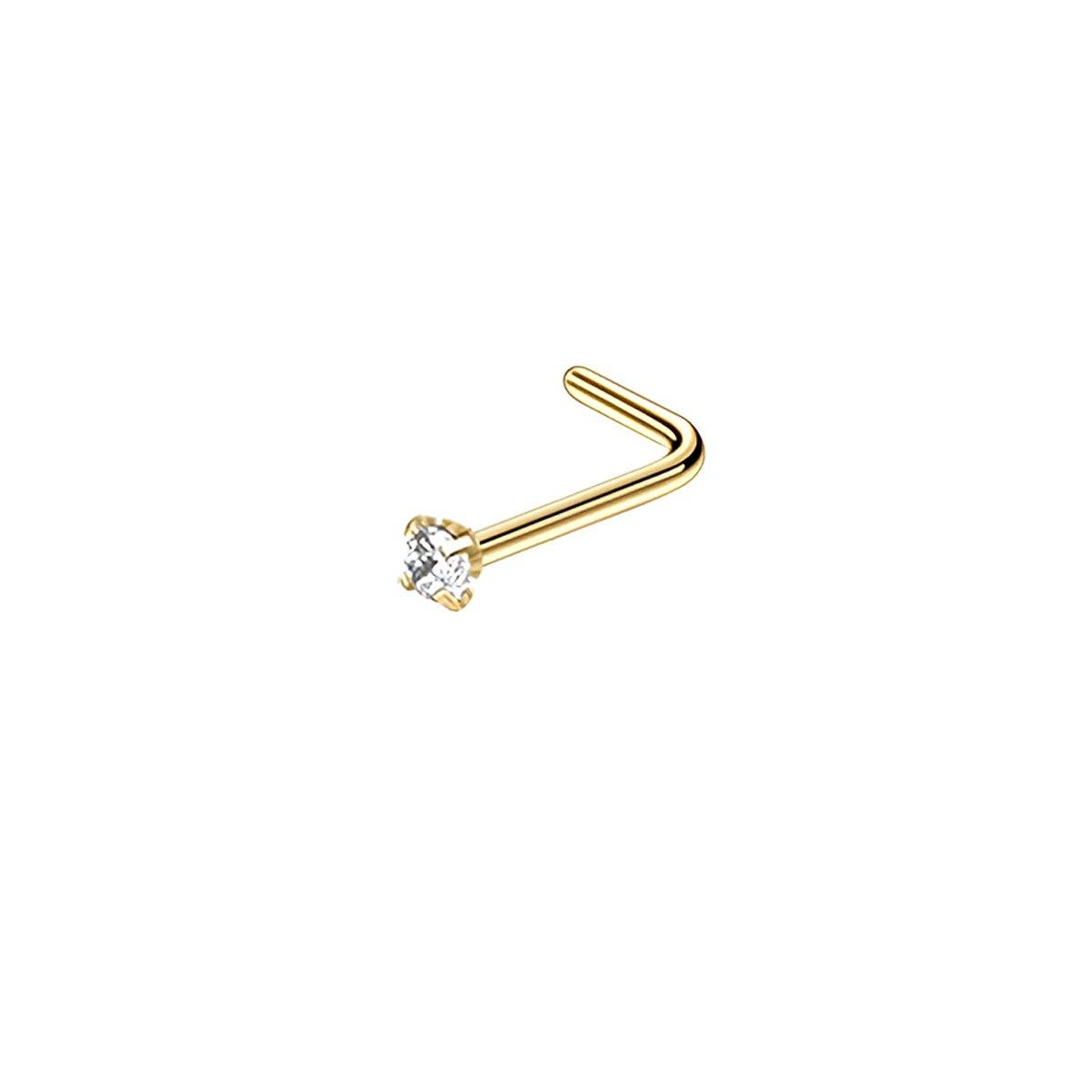 Stainless Steel Nosepiece with Gold Nose Stud Stylish Piercing Jewellery Women - Straight Rod-3mm