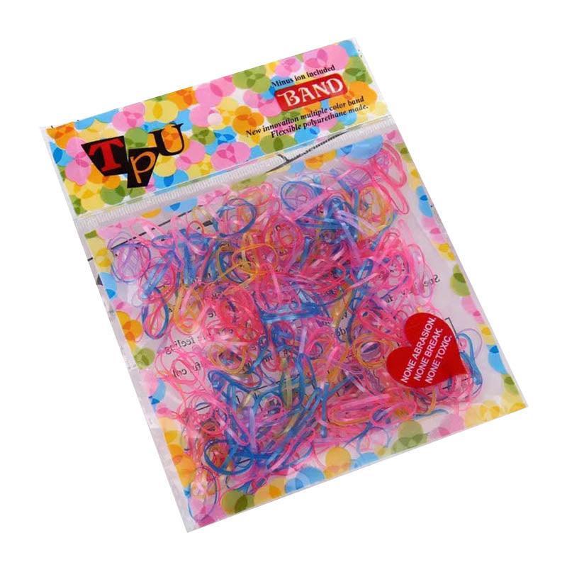 400pcs Small Elastic Rubber Band Hair Ties Multi Colour Black Ponytail Holders - Colourful