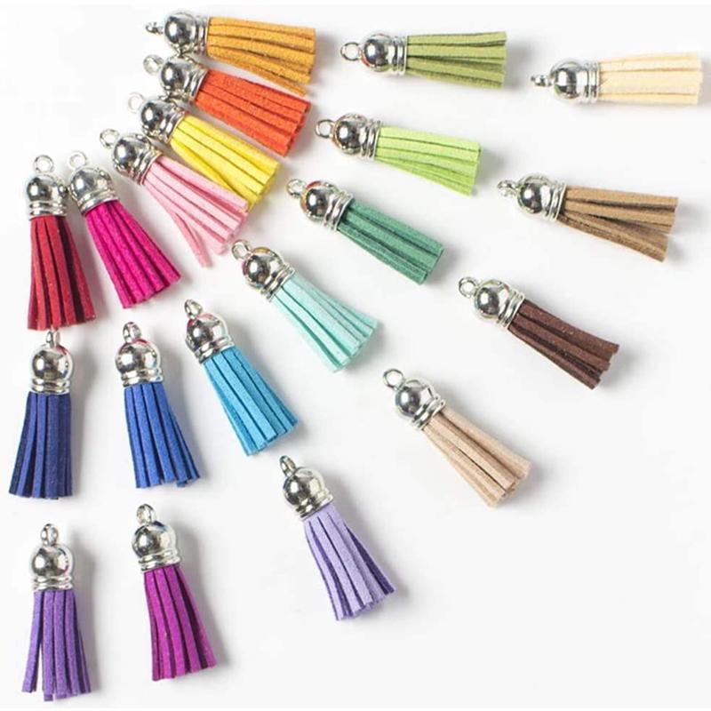 50X Leather Key Chain Ring Tassel Pendants Bulk Mixed DIY Crafts Jewelry Making