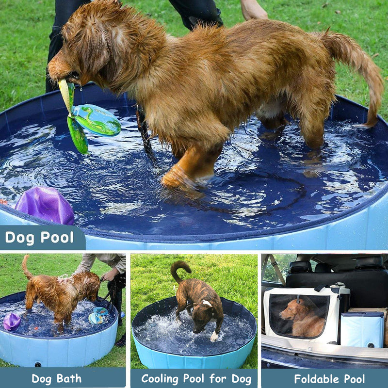 Pet Swimming Pool Foldable Portable Pool for Dogs Outdoor Summer Play - Blue-120x30cm